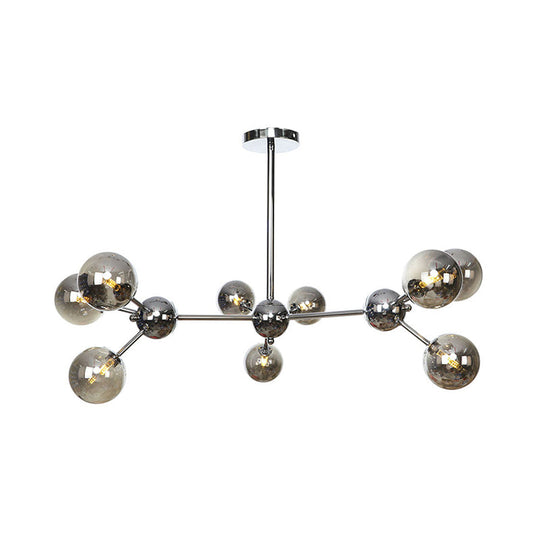 Industrial Style Hanging Chandelier Light - 13’/27.5’/34’ W Orbit Shade Amber/Clear/Smoke