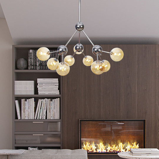 Industrial Style Hanging Chandelier Light - 13’/27.5’/34’ W Orbit Shade Amber/Clear/Smoke