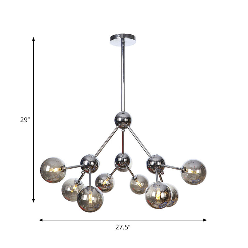 Industrial Style Hanging Chandelier Light - 13’/27.5’/34’ W Orbit Shade Amber/Clear/Smoke