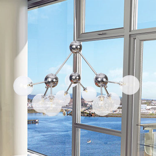 Industrial Style Hanging Chandelier Light - 13’/27.5’/34’ W Orbit Shade Amber/Clear/Smoke