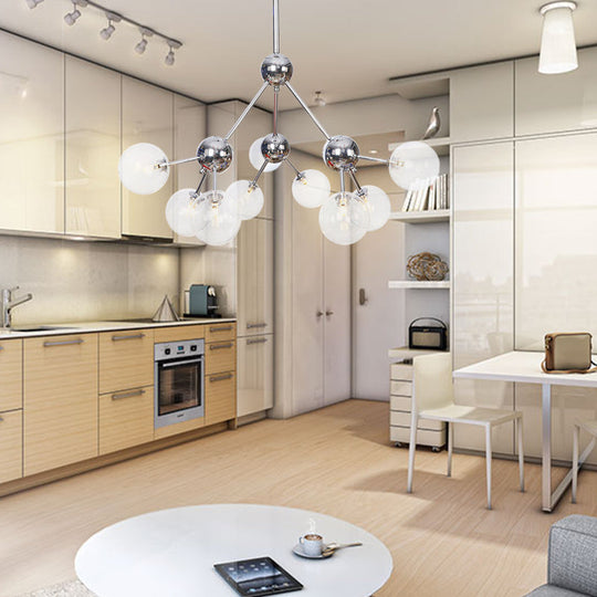 Industrial Style Hanging Chandelier Light - 13’/27.5’/34’ W Orbit Shade Amber/Clear/Smoke