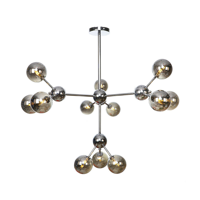 Industrial Style Hanging Chandelier Light - 13’/27.5’/34’ W Orbit Shade Amber/Clear/Smoke