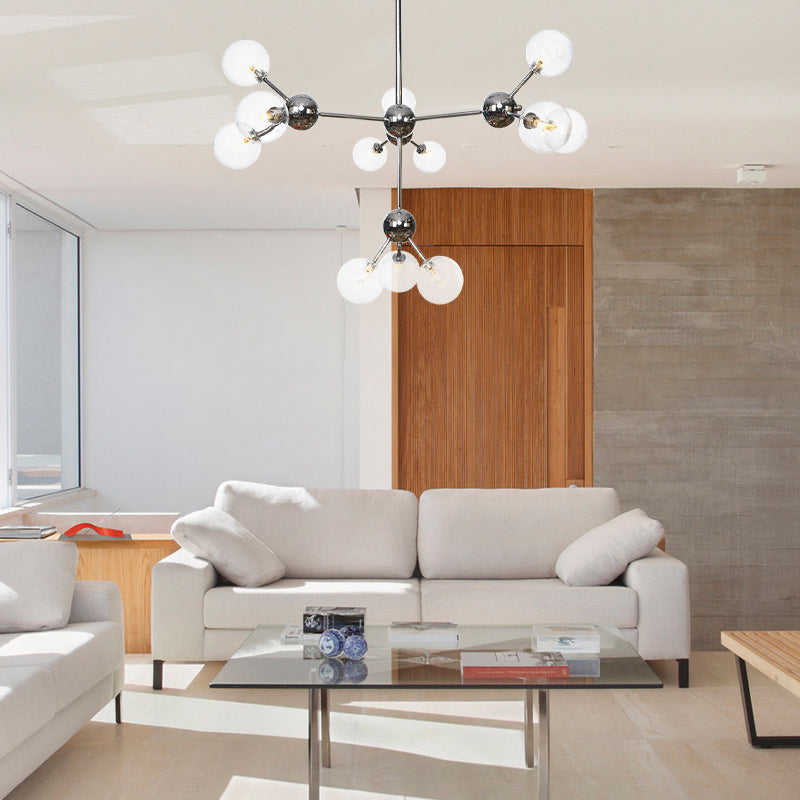 Industrial Style Hanging Chandelier Light - 13’/27.5’/34’ W Orbit Shade Amber/Clear/Smoke