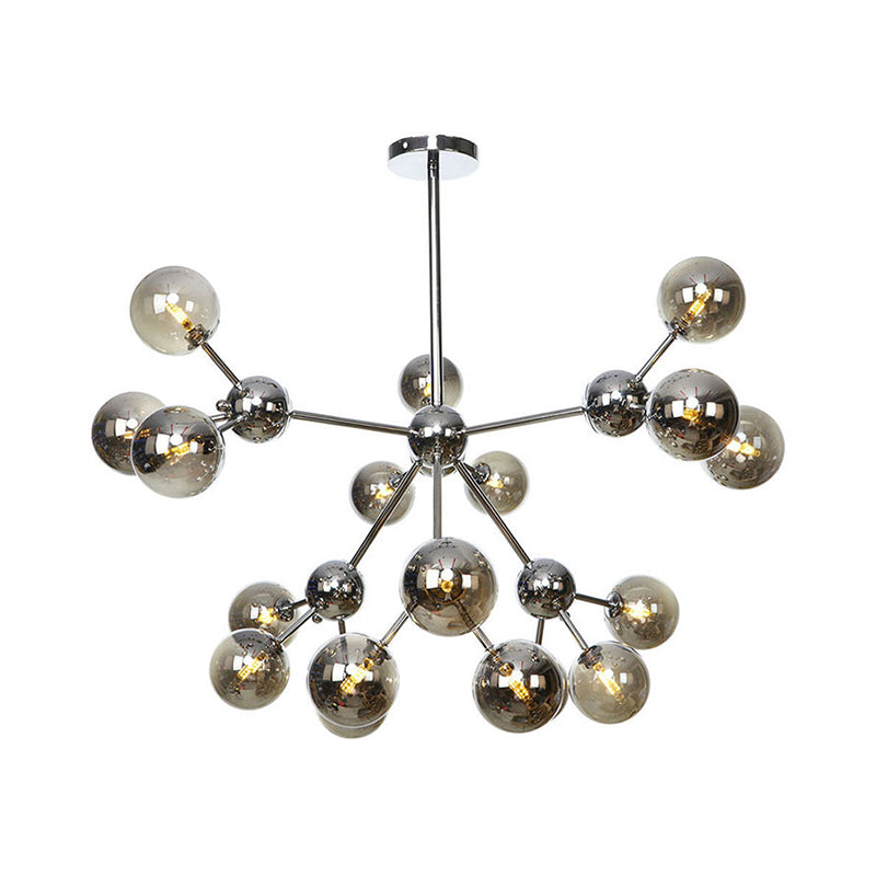 Industrial Style Hanging Chandelier Light - 13’/27.5’/34’ W Orbit Shade Amber/Clear/Smoke