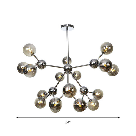 Industrial Style Hanging Chandelier Light - 13’/27.5’/34’ W Orbit Shade Amber/Clear/Smoke