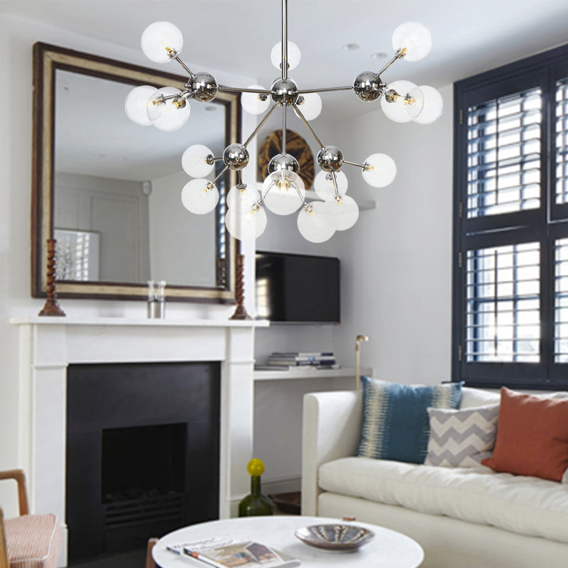 Industrial Style Hanging Chandelier Light - 13’/27.5’/34’ W Orbit Shade Amber/Clear/Smoke