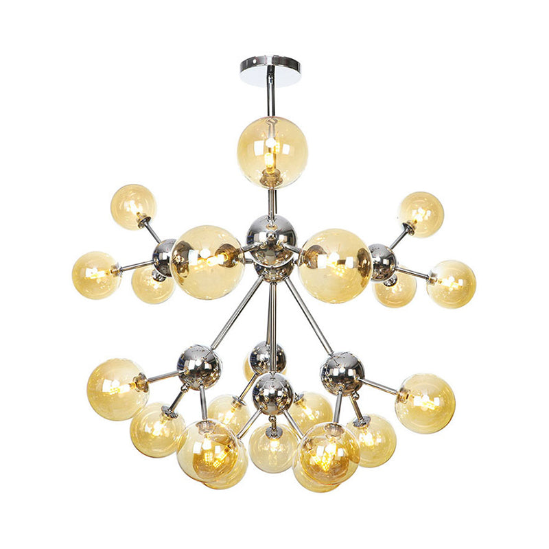 Industrial Style Hanging Chandelier Light - 13’/27.5’/34’ W Orbit Shade Amber/Clear/Smoke