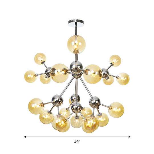 Industrial Style Hanging Chandelier Light - 13’/27.5’/34’ W Orbit Shade Amber/Clear/Smoke