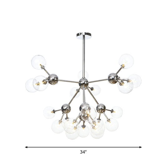 Industrial Style Hanging Chandelier Light - 13’/27.5’/34’ W Orbit Shade Amber/Clear/Smoke