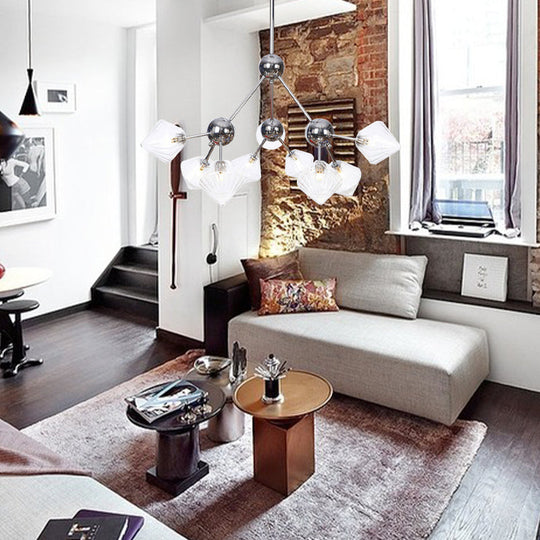 Industrial Stylish Glass Diamond Pendant Light Chandelier - 3/9/12 Bulbs Amber/Clear