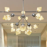 Industrial Style Diamond Pendant Light With Amber/Clear Glass Multiple Bulbs Chandelier Fixture -