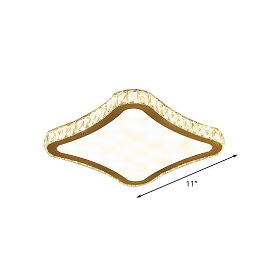 Modern Chrome Crystal Led Ceiling Fixture - Square Beveled Design Flush Mount Lighting