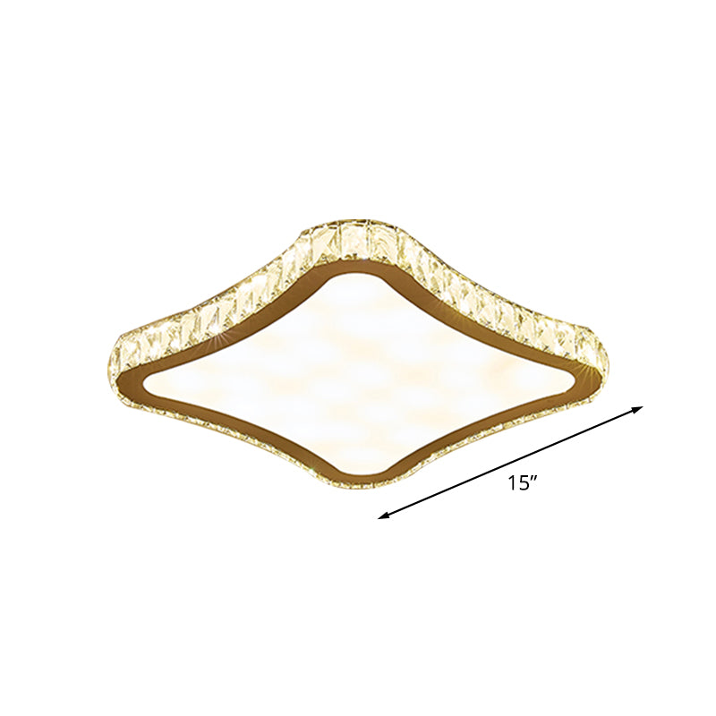 Modern Chrome Crystal Led Ceiling Fixture - Square Beveled Design Flush Mount Lighting