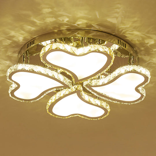 Crystal Heart - Shaped Led Chrome Ceiling Mount Light Fixture