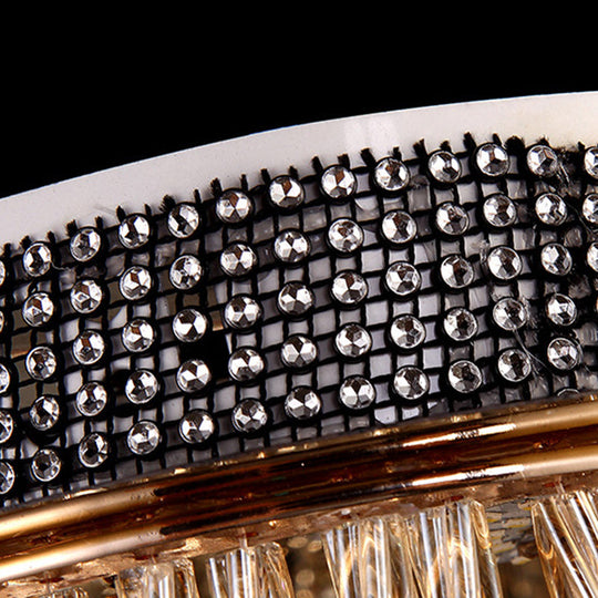 Scalloped Ceiling Mount Light Fixture - Modern Clear Crystal Glass Led Flushmount In Gold For