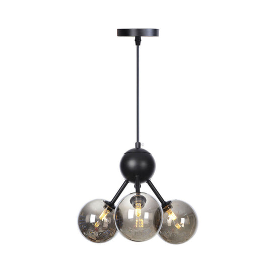 Industrial Orb Chandelier Lamp With Sputnik Design Amber/Clear/Smoke Gray Glass 3/9/12 Lights