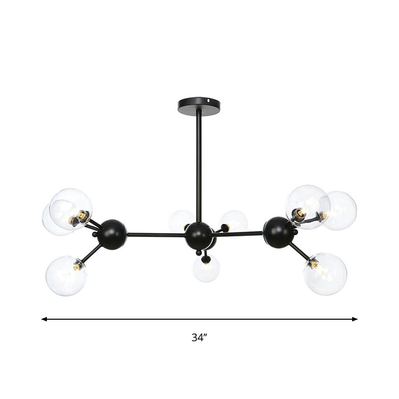 Industrial Orb Chandelier Lamp With Sputnik Design Amber/Clear/Smoke Gray Glass 3/9/12 Lights