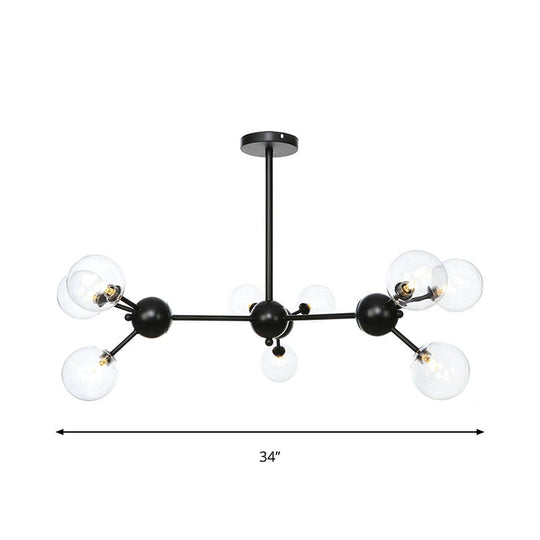 Industrial Orb Chandelier Lamp With Sputnik Design Amber/Clear/Smoke Gray Glass 3/9/12 Lights