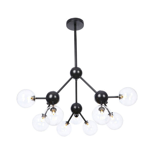 Industrial Orb Chandelier Lamp With Sputnik Design Amber/Clear/Smoke Gray Glass 3/9/12 Lights