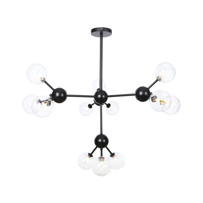 Industrial Orb Chandelier Lamp With Sputnik Design Amber/Clear/Smoke Gray Glass 3/9/12 Lights