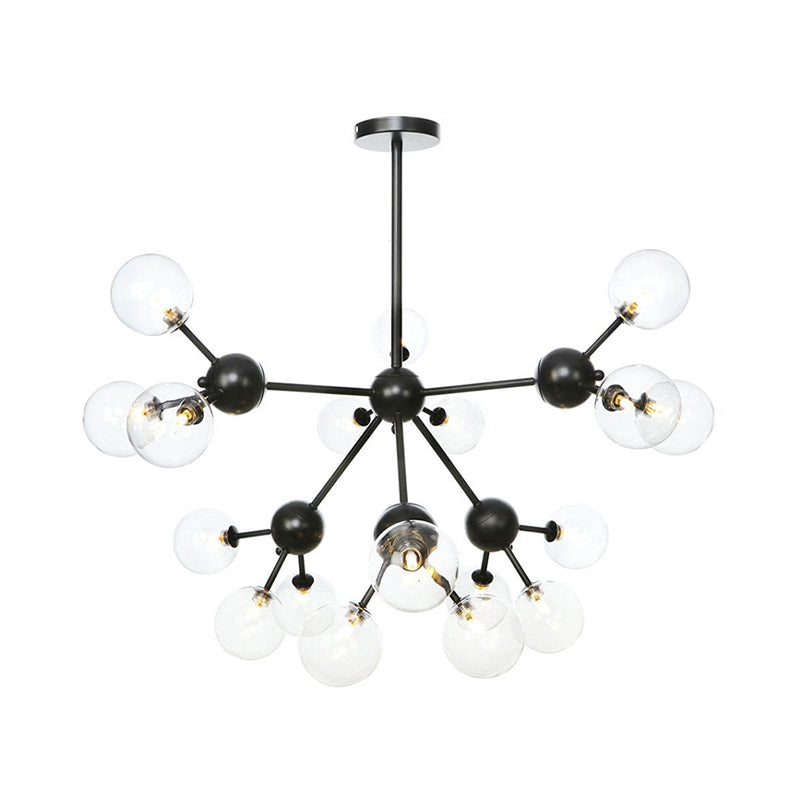 Industrial Orb Chandelier Lamp With Sputnik Design Amber/Clear/Smoke Gray Glass 3/9/12 Lights