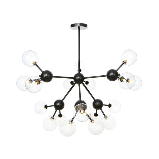 Industrial Orb Chandelier Lamp With Sputnik Design Amber/Clear/Smoke Gray Glass 3/9/12 Lights