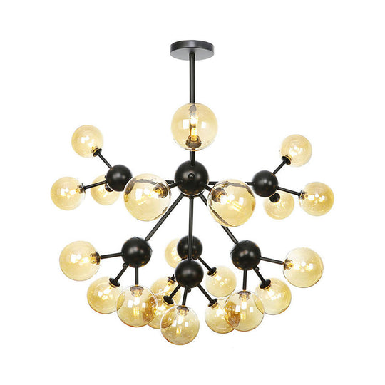 Industrial Orb Chandelier Lamp With Sputnik Design Amber/Clear/Smoke Gray Glass 3/9/12 Lights