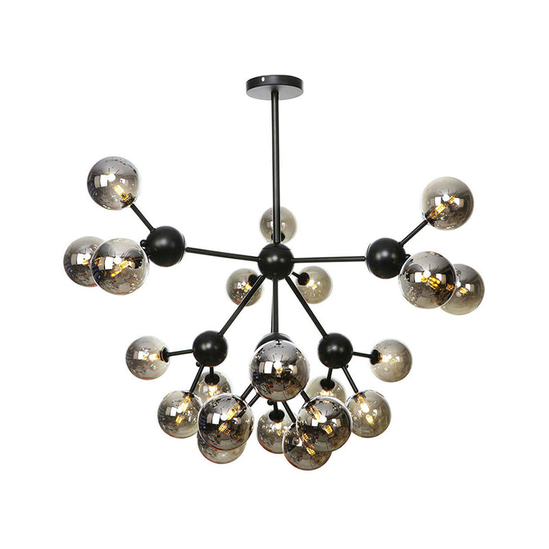 Industrial Orb Chandelier Lamp With Sputnik Design Amber/Clear/Smoke Gray Glass 3/9/12 Lights