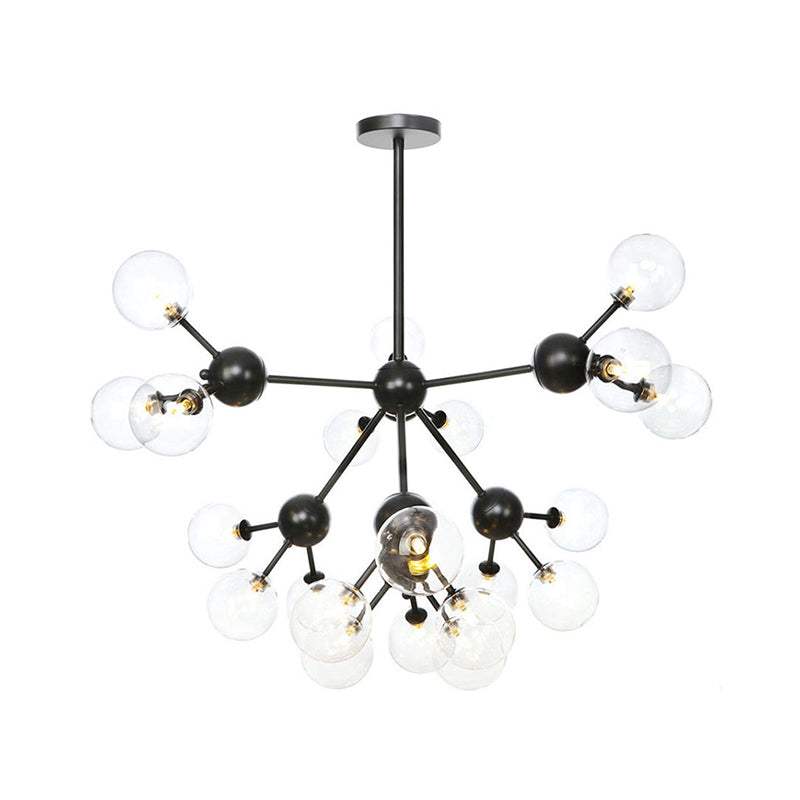 Industrial Orb Chandelier Lamp With Sputnik Design Amber/Clear/Smoke Gray Glass 3/9/12 Lights