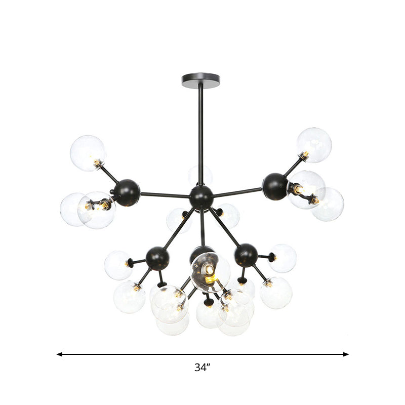 Industrial Orb Chandelier Lamp With Sputnik Design Amber/Clear/Smoke Gray Glass 3/9/12 Lights