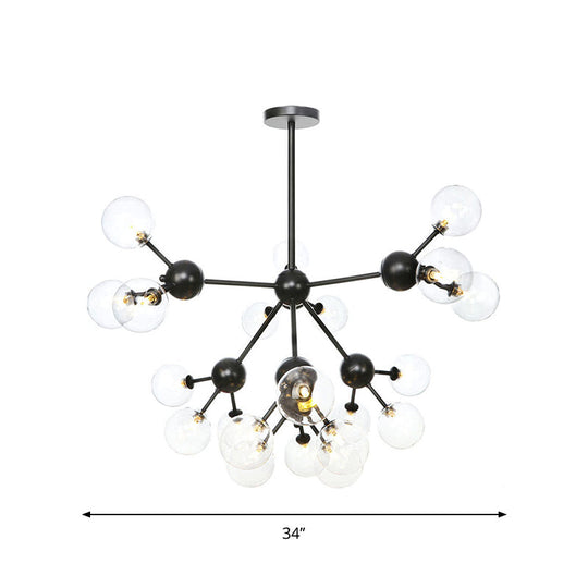 Industrial Orb Chandelier Lamp With Sputnik Design Amber/Clear/Smoke Gray Glass 3/9/12 Lights