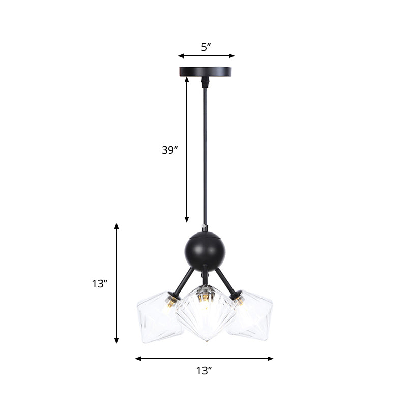 Modern Warehouse Style Chandelier Lamp With Diamond Design - 13’/27.5’/34’ Width Amber/Clear