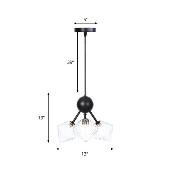 Modern Warehouse Style Chandelier Lamp With Diamond Design - 13’/27.5’/34’ Width Amber/Clear