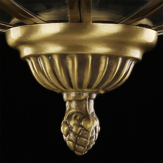 Traditional Basket - Shaped Flush Mount Ceiling Light With Clear Beveled Glass - 3 Lights