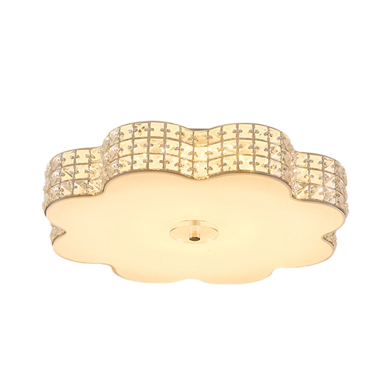 Silver Flower Ceiling Lamp: Simple Style Led Flush Mount Light Fixture For Bedroom -
