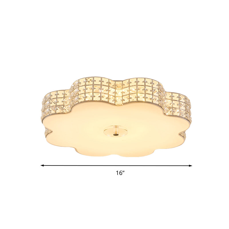 Silver Flower Ceiling Lamp: Simple Style Led Flush Mount Light Fixture For Bedroom - 12/16/19.5 Wide