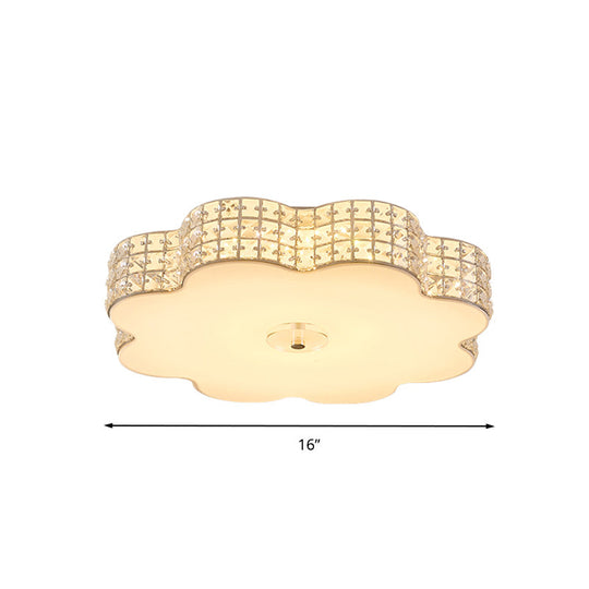 Silver Flower Ceiling Lamp: Simple Style Led Flush Mount Light Fixture For Bedroom - 12/16/19.5 Wide