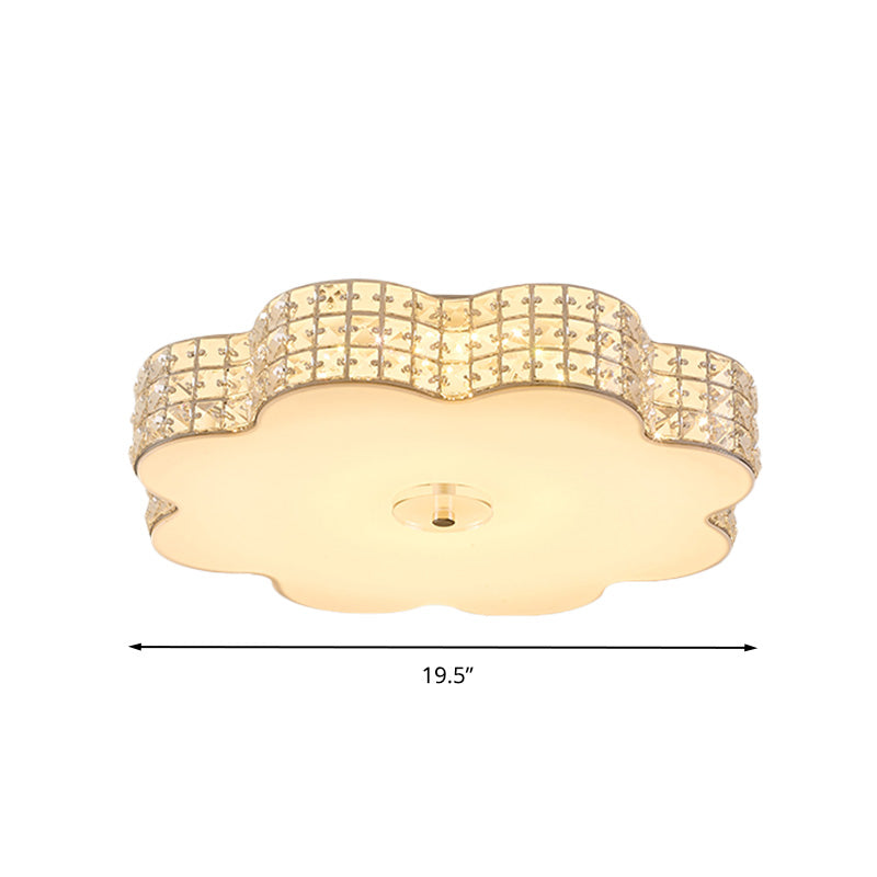 Silver Flower Ceiling Lamp: Simple Style Led Flush Mount Light Fixture For Bedroom - 12/16/19.5 Wide