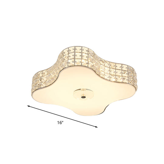 Simple Silver Flush Mount Led Ceiling Light With K9 Crystal For Starfish Bedroom - Available In 3