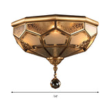 Chinese Style Opal Glass Dome Ceiling Lighting Brass Finish Flush Mount Light For Bedroom -