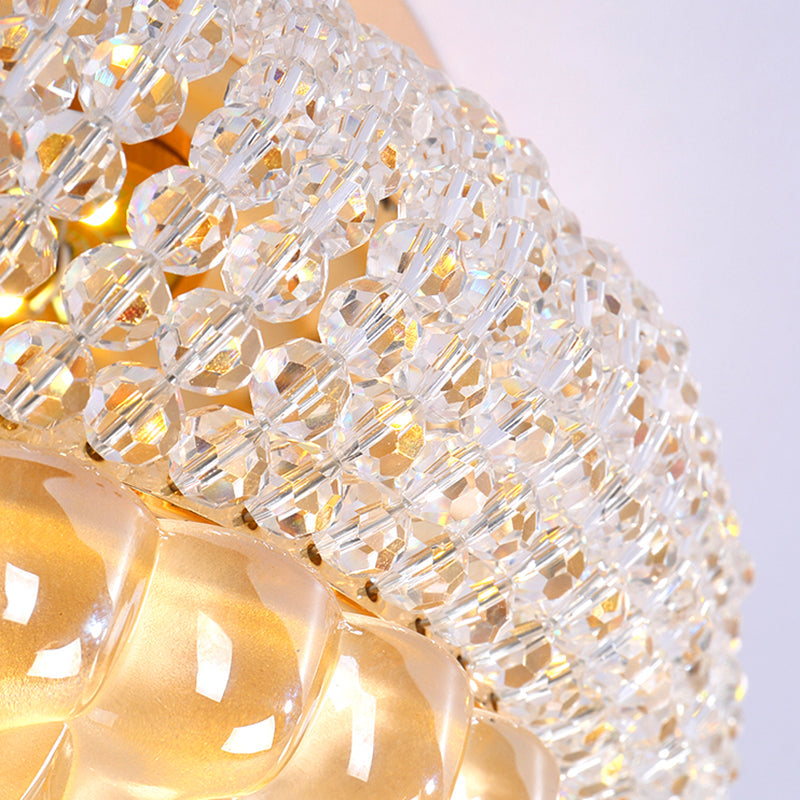 Sleek Crystal Beaded Led Flush Mount Ceiling Lamp - 14’/18’ Wide White/Warm Light