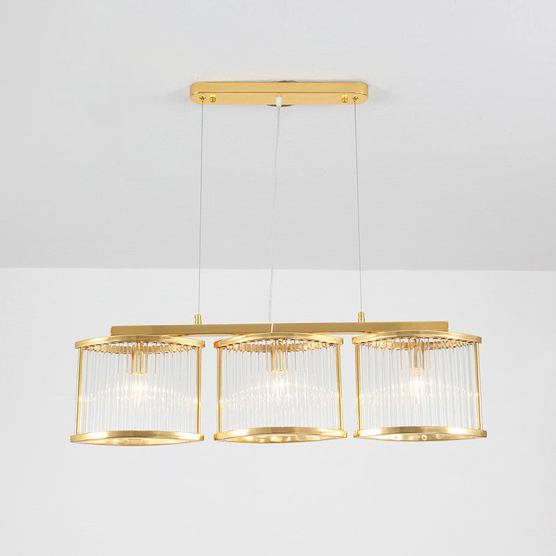 Crystal Rod Island Light - Postmodern Gold Oval Pendant For Dining Room