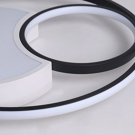 Modern Metal Circle Ceiling Light - 18/21.5 Wide Led Flush Lighting In Black And White Warm/White