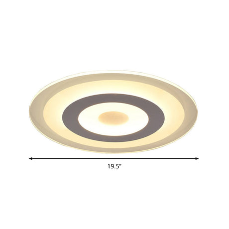 Simple Style White Led Ceiling Light - 16/19.5/23.5 Wide Flush Mount Disc Fixture With Dual Lighting