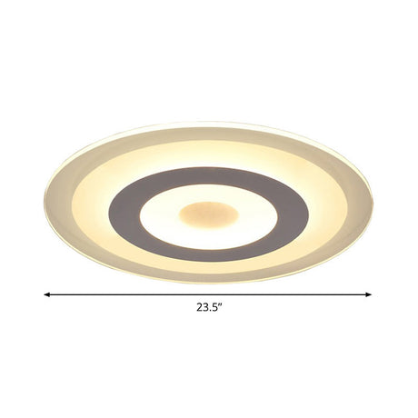 Simple Style White Led Ceiling Light - 16’/19.5’/23.5’ Wide Flush Mount Disc Fixture With