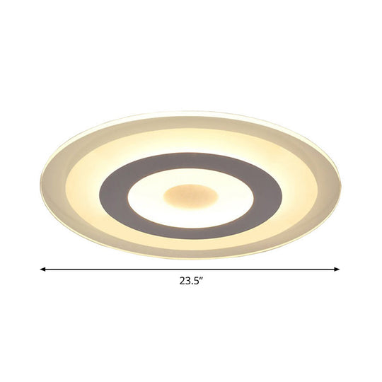 Simple Style White Led Ceiling Light - 16’/19.5’/23.5’ Wide Flush Mount Disc Fixture With