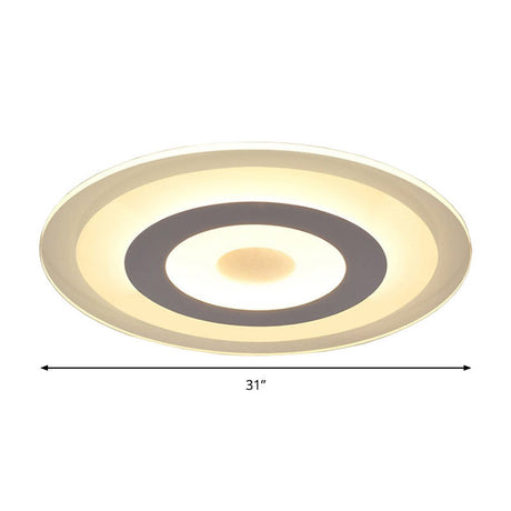 Simple Style White Led Ceiling Light - 16/19.5/23.5 Wide Flush Mount Disc Fixture With Dual Lighting