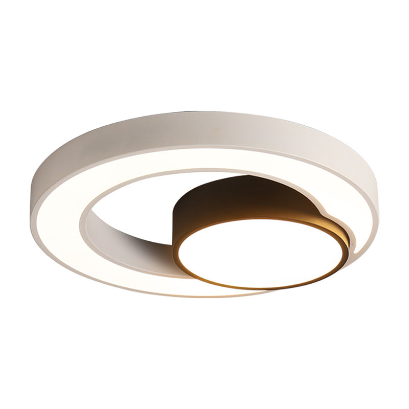 Modern Metal Black And White Round Led Flush Light - 16’/19.5’/23.5’ Wide Warm/White