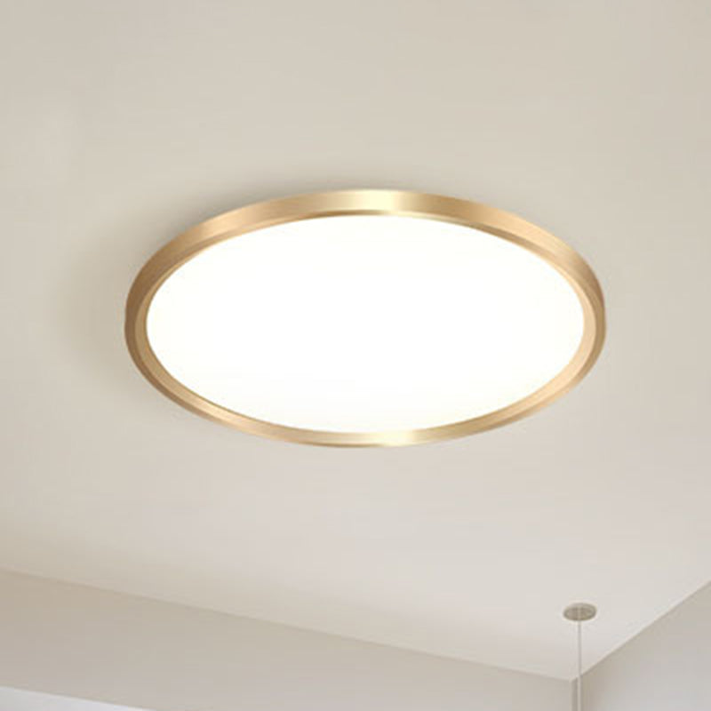 Gold Disk Flush Mount Led Ceiling Light In Warm/White 12’/16’/19.5’ Wide