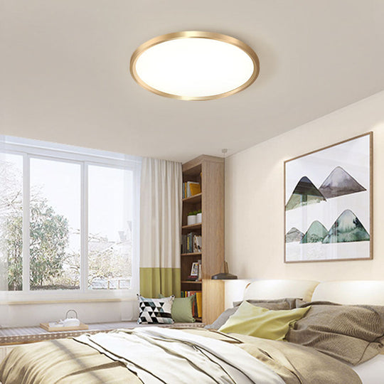 Gold Disk Flush Mount Led Ceiling Light In Warm/White 12/16/19.5 Wide